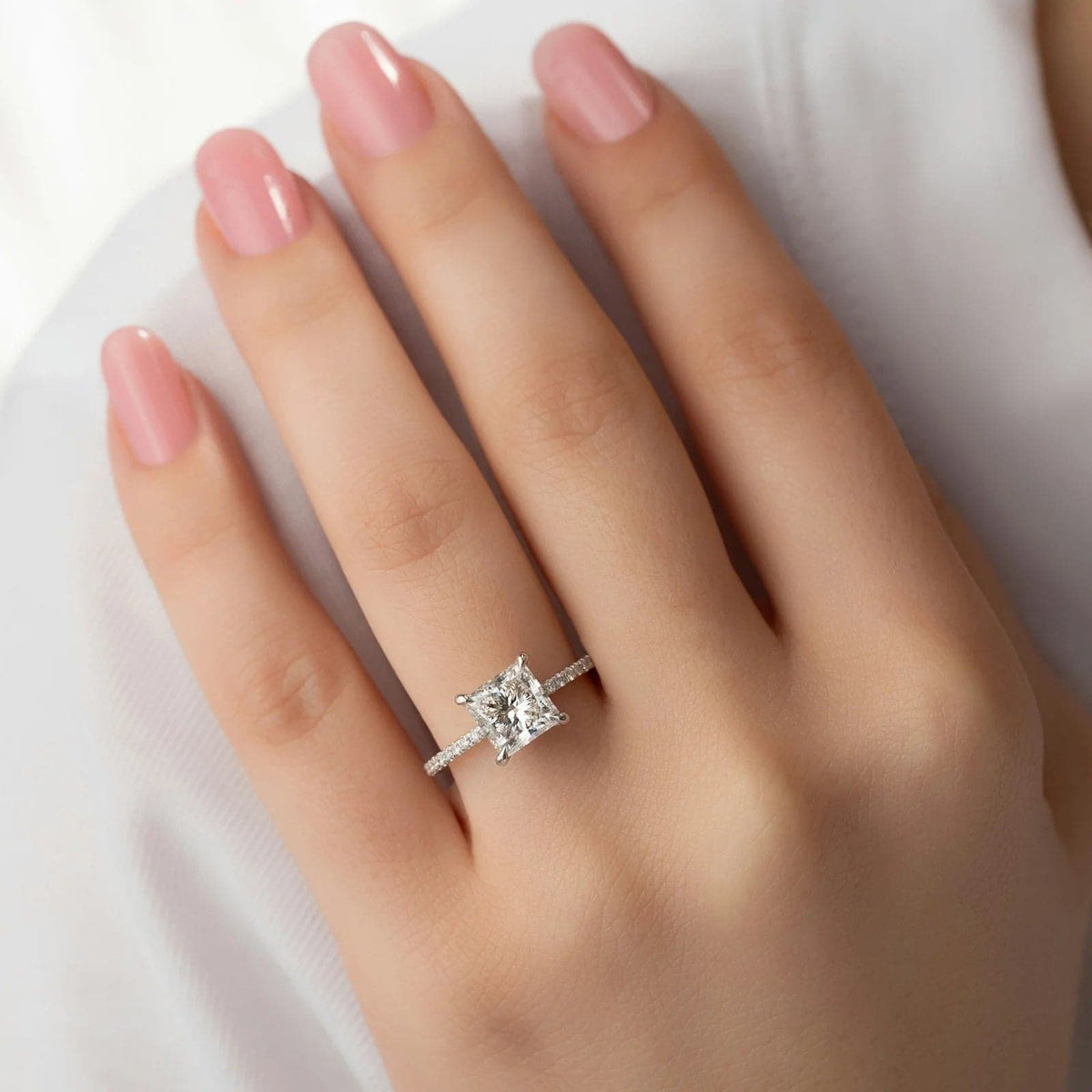 Solarii Moissanite Princess Cut  925 Sterling Sliver Engagement Ring