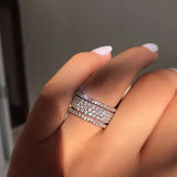 925 Sterling Silver Round Cut Multi Layer Wedding Band