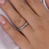 925 Sterling Silver Cross Wedding Band with Round Cut