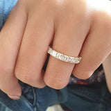Yellow Gold and White Gold Plated Asscher Cut Sterling Silver Wedding Ring