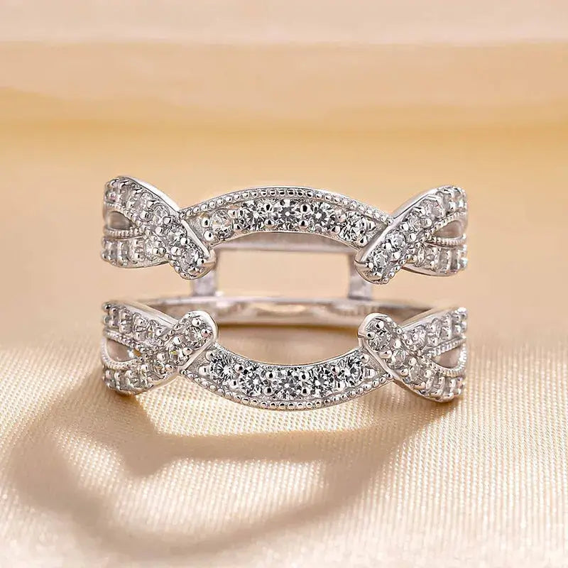 Luxurious Radiant Cut 925 Sterling Silver Bridal Set