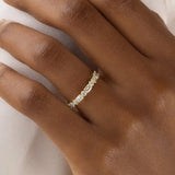 Gorgeous 925 Sterling Silver Emerald Cut & Round Cut Wedding Ring