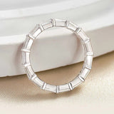 925 Sterling Silver Emerald Cut  Wedding Band