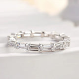 925 Sterling Silver Emerald Cut  Wedding Band