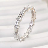 925 Sterling Silver Emerald Cut  Wedding Band