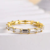 925 Sterling Silver Emerald Cut  Wedding Band