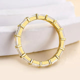 925 Sterling Silver Emerald Cut  Wedding Band
