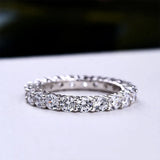 925 Sterling Silver Eternity Ring with Round Cut Cubic Zirconia, White Gold Plating – Timeless Design for Unending Love