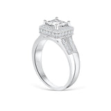 Luxurious 925 Sterling Silver Halo 2.0ct Princess Cut Engagement Ring