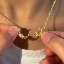 Celestial Sun and Moon Interlocking Pendant Necklace in Sterling Silver