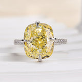 Elegant Cushion Cut Yellow Sapphire 3.5ct Sterling Silver Engagement Ring