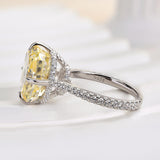 Elegant Cushion Cut Yellow Sapphire 3.5ct Sterling Silver Engagement Ring