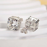 Stunning Cushion Cut Stud Earrings In Sterling Sliver