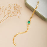 Polished Emerald Cut Bracelet for Emerald Green Women