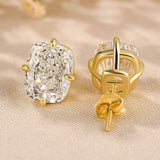 Luxurious Cushion Cut Women's Stud Earrings In Sterling Silver