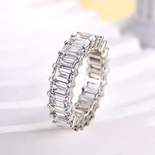Eternity Emerald Cut Women's Wedding Band In Sterling Silver