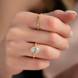Chic Solarii Moissanite 2.0ct Oval Cut 925 Sterling Silver Side Stone Engagement Ring