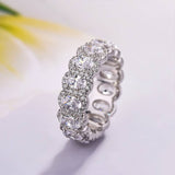 925 Sterling Silver Round Cut Halo Design CZ Eternity Wedding Ring