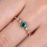 Elegant Round Cut Green Stone Sterling Silver Engagement Ring