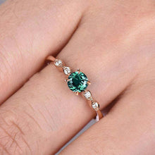 Elegant Round Cut Green Stone Sterling Silver Engagement Ring