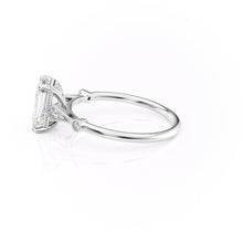 Minimalist Solarii Moissanite 2.0ct Emerald Cut 925 Sterling Silver Side Stone Engagement Ring
