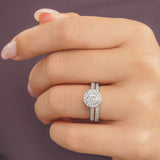 Elegant 925 Sterling Silver Halo 1.5ct Round Cut Wedding Ring Set