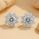 Brilliant Round Cut 925 Sterling Silver Sunflower Design Earrings