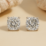 Stunning Cushion Cut Stud Earrings In Sterling Sliver