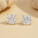 Brilliant Cushion Cut Stud Earrings In Sterling Sliver