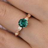 Elegant Round Cut Green Stone Sterling Silver Engagement Ring