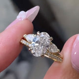 Solarii Unique Oval Cut Insert Ring Set For Women In Sterling Silver