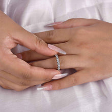 925 Sterling Silver Eternity Ring with Round Cut Cubic Zirconia, White Gold Plating – Timeless Design for Unending Love
