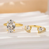 Solarii Unique Oval Cut Insert Ring Set For Women In Sterling Silver