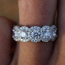 Classic Halo Round Cut Eternity Band In 925 Sterling Silver