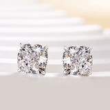 Brilliant Cushion Cut Stud Earrings In Sterling Sliver