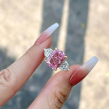 Dazzling Pink Stone Cushion Cut 4.0ct Engagement Ring In Sterling Silver