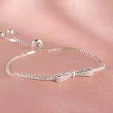 Elegant Round Cut Bow Design Bracelet For Women In Sterling Silver