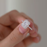 Moissanite 2.0ct Halo Radiant Cut 925 Sterling Silver Engagement Ring