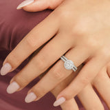 Elegant 925 Sterling Silver Halo 1.5ct Round Cut Wedding Ring Set