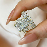 Sumptuous Radiant Cut 8.0ct Three Stone 925 Sterling Silver Wedding Ring Set