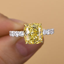 Vibrant Cushion Cut 4.5ct Yellow Stone Sterling Silver Engagement Ring