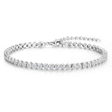 Solarii "Orbit" Classic Sterling Silver Bezel Set Tennis Bracelet Adjustable Chain