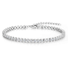 Solarii "Orbit" Classic Sterling Silver Bezel Set Tennis Bracelet Adjustable Chain