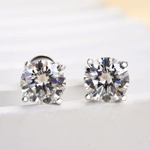 Solarii Moissanite  Round Cut 925 Sterling Silver 4 Prong Stud Earrings