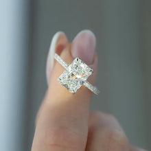 Solarii Moissanite 4.0ct Hidden Halo Radiant Cut  925 Sterling Silver Engagement Ring
