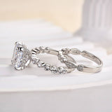 Luxury Halo Radiant Cut 925 Sterling Silver Wedding Ring Set