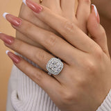 Vintage Cushion Cut Sterling Silver Engagement Ring