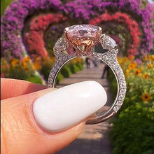 Elegant Pink Stone Pear Cut Sterling Silver Three Stone Engagement Ring