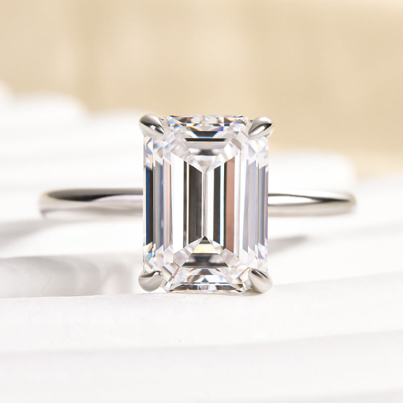 Solarii Moissanite 3.5ct Emerald Cut  925 Sterling Silver Engagement Ring