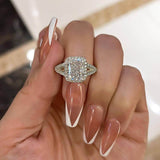Radiant Cut Halo 925 Sterling Silver Engagement Ring